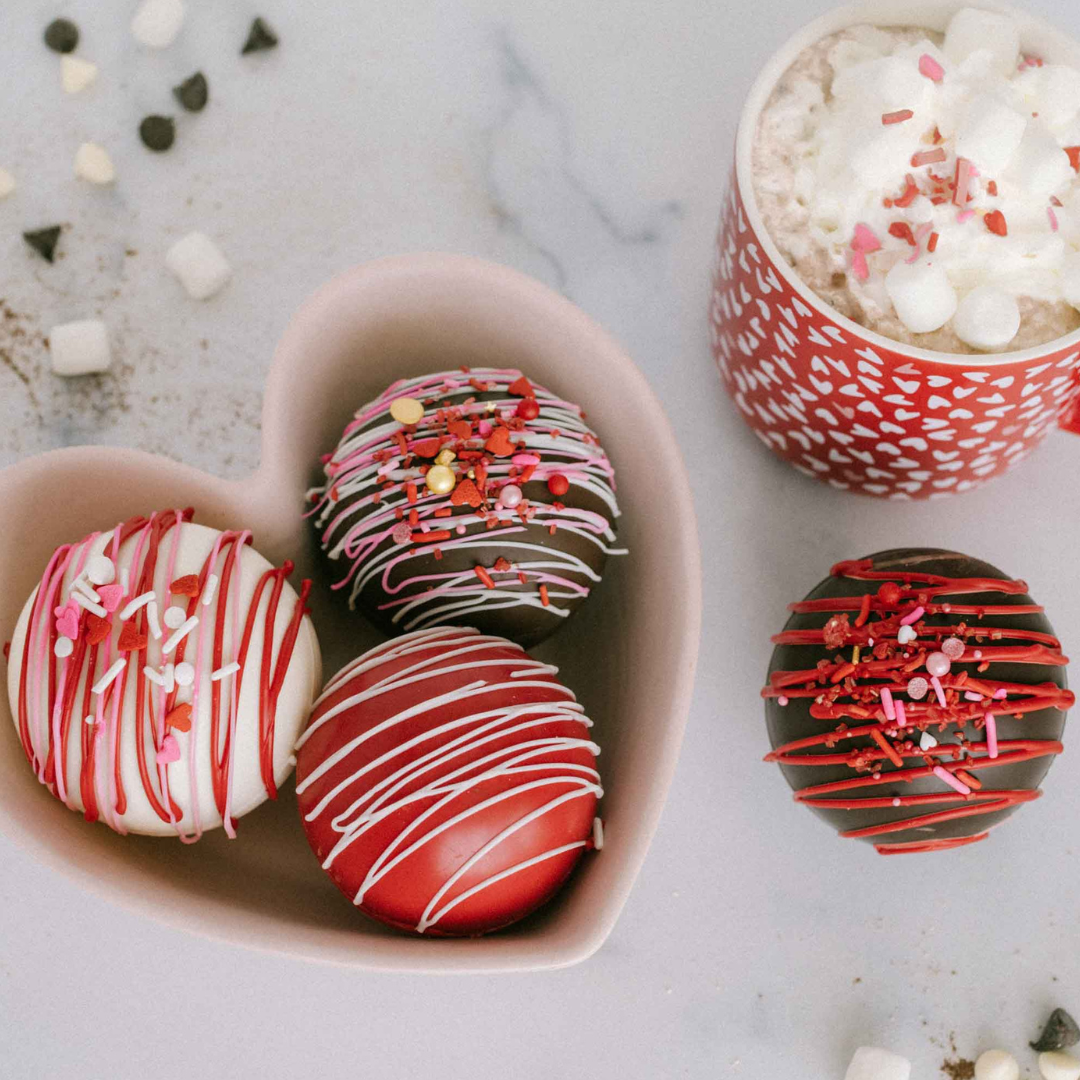 Red Velvet Hot Cocoa Bombs