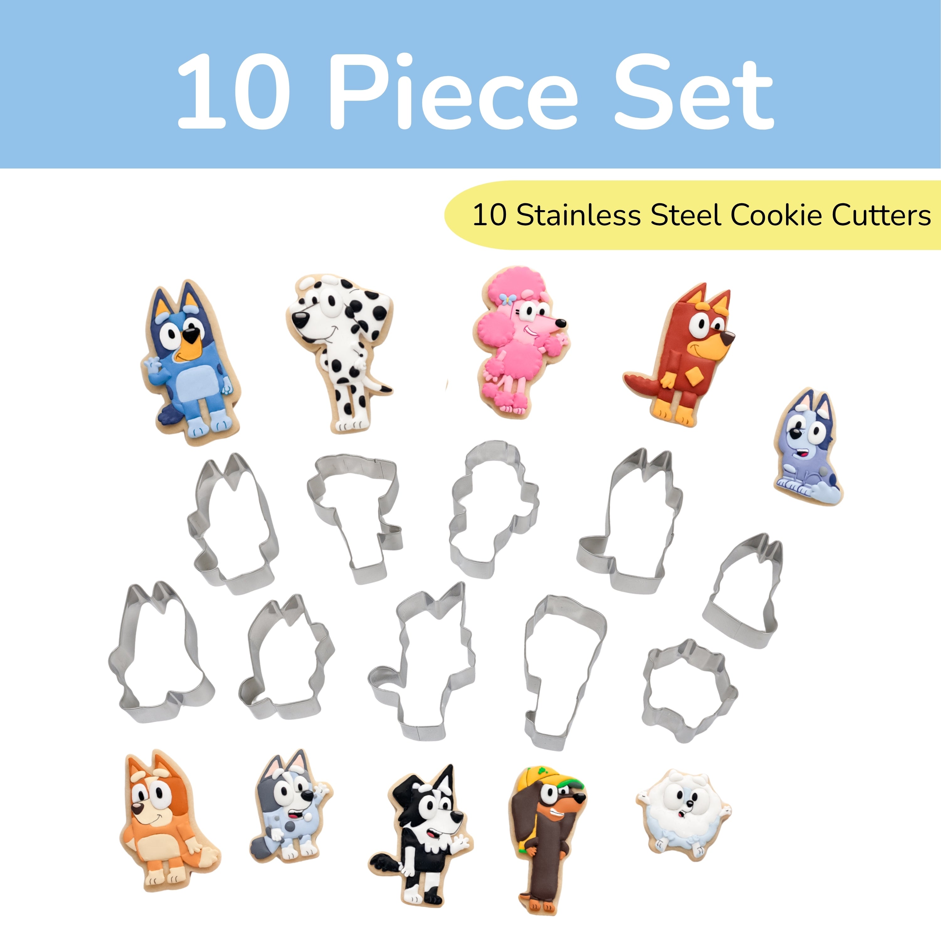 Bluey and Friends Cookie Cutters - Set of 10