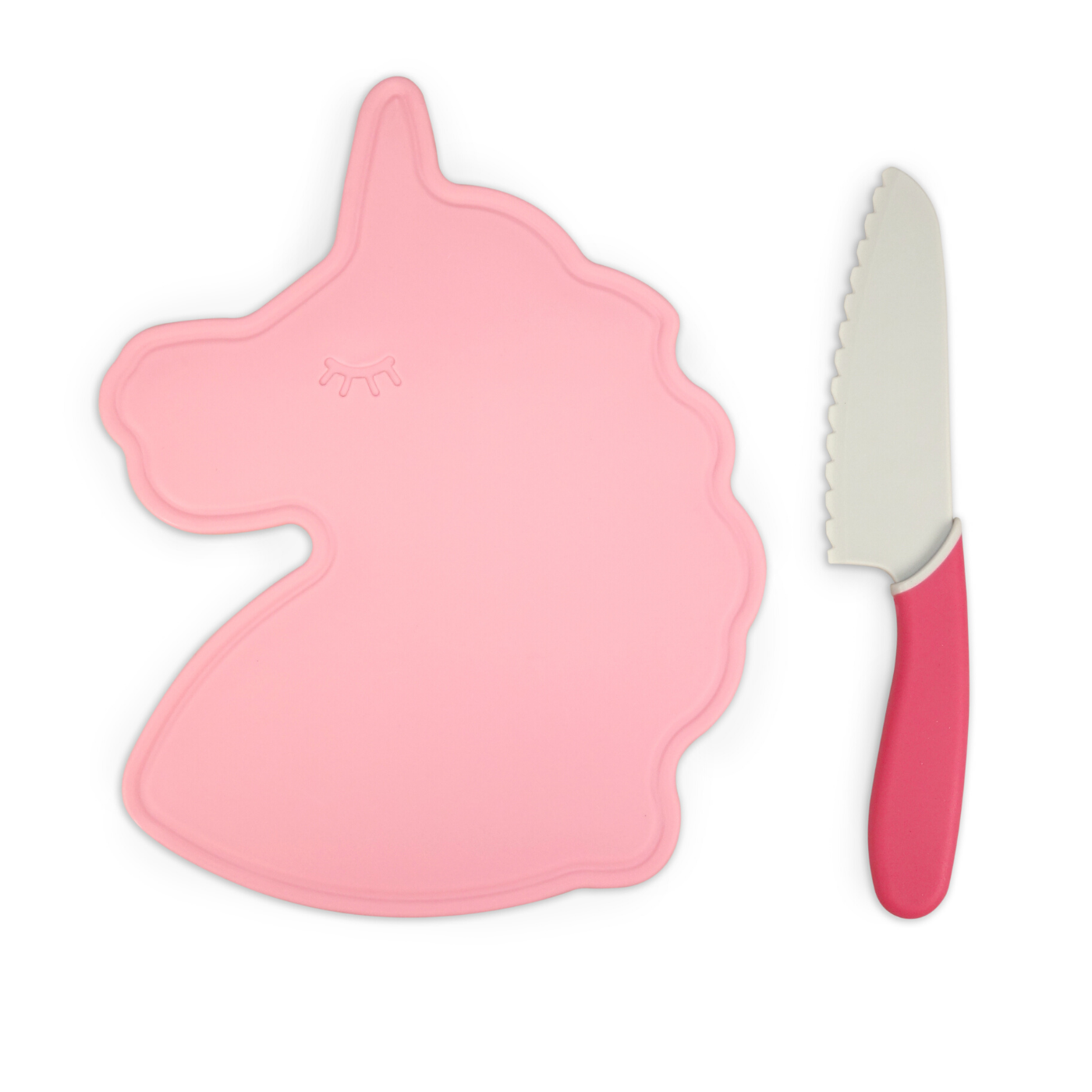 Kids Unicorn Shaped Cutting Board and Kid Safe Knife Set