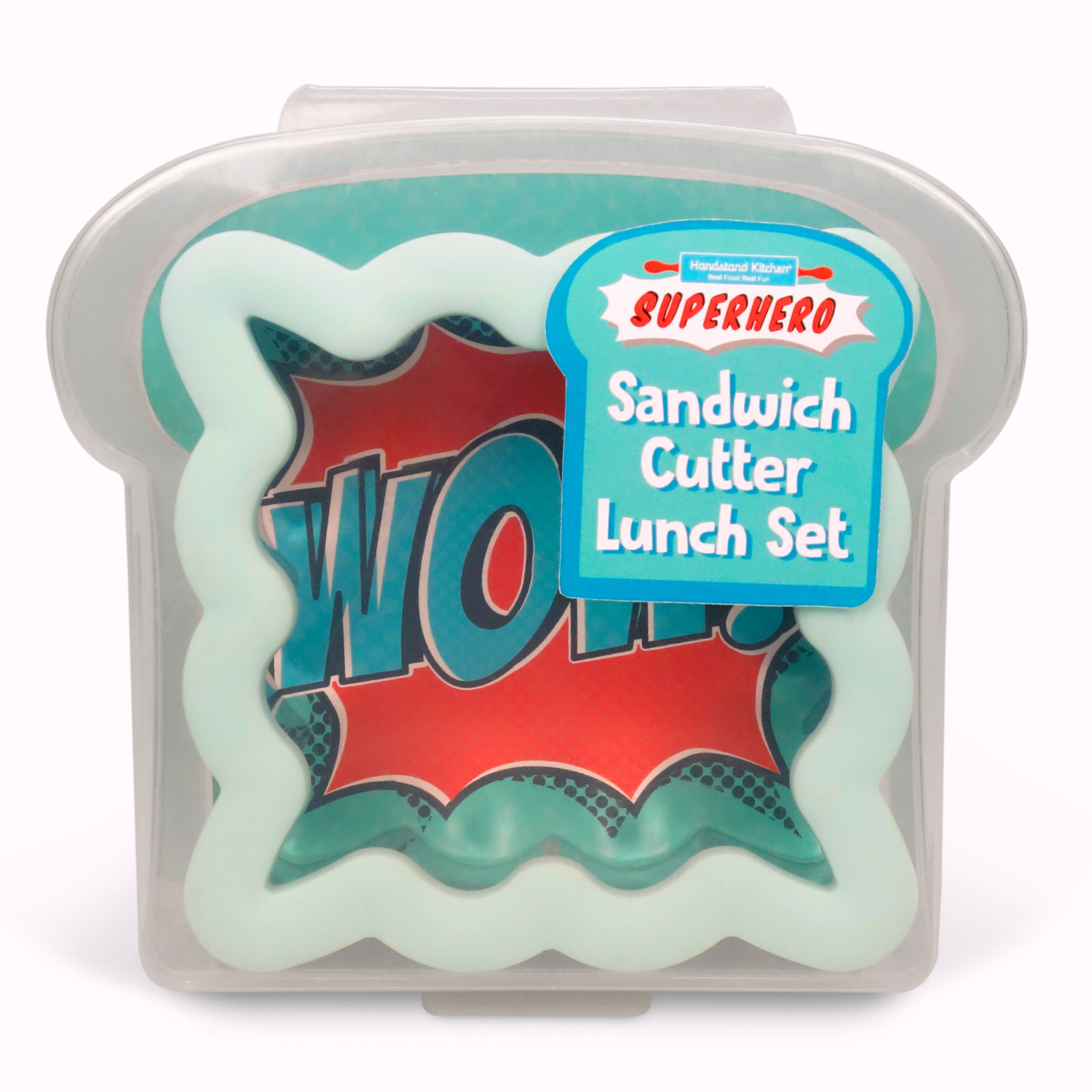 In box image of SUPERHERO Sandwich Cutter Lunch Set