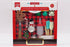 Christmas-themed cookie cutters set in a box with a red plaid pattern on a white background.