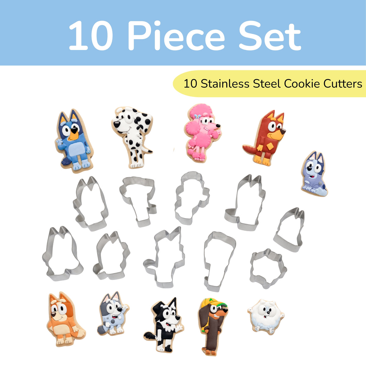 Bluey and Friends Cookie Cutters - Set of 10
