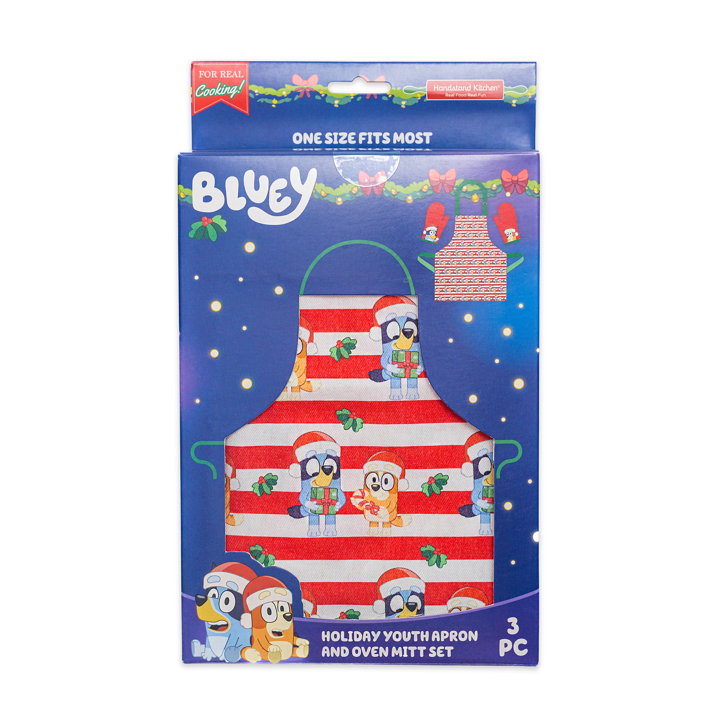 Bluey Holiday Youth Apron and Oven Mitt Set