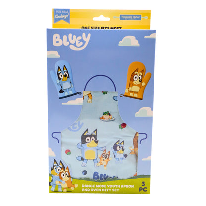 Bluey Dance Mode Youth Apron &amp; Oven Mitt Set