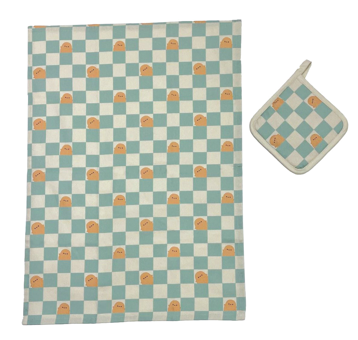 Smoko Checkered Tayto Potato  Kitchen Towel and Potholder Set