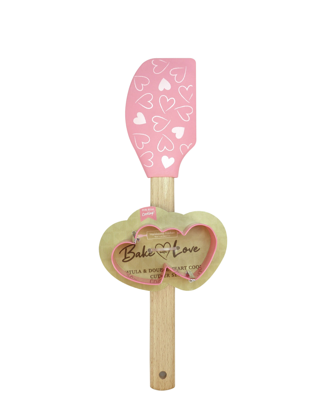 Bake With Love Spatula &amp; Double Heart Cookie Cutter Set