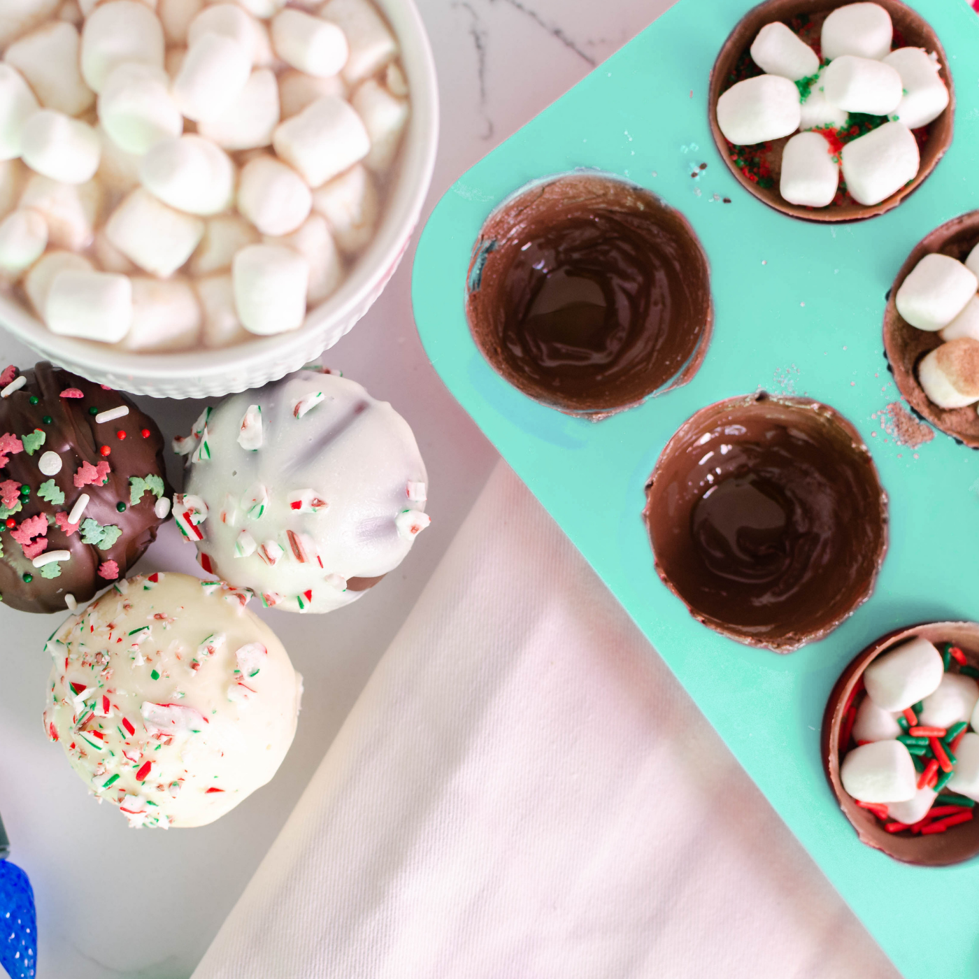 Lifestyle image of hot cocoa bombs  