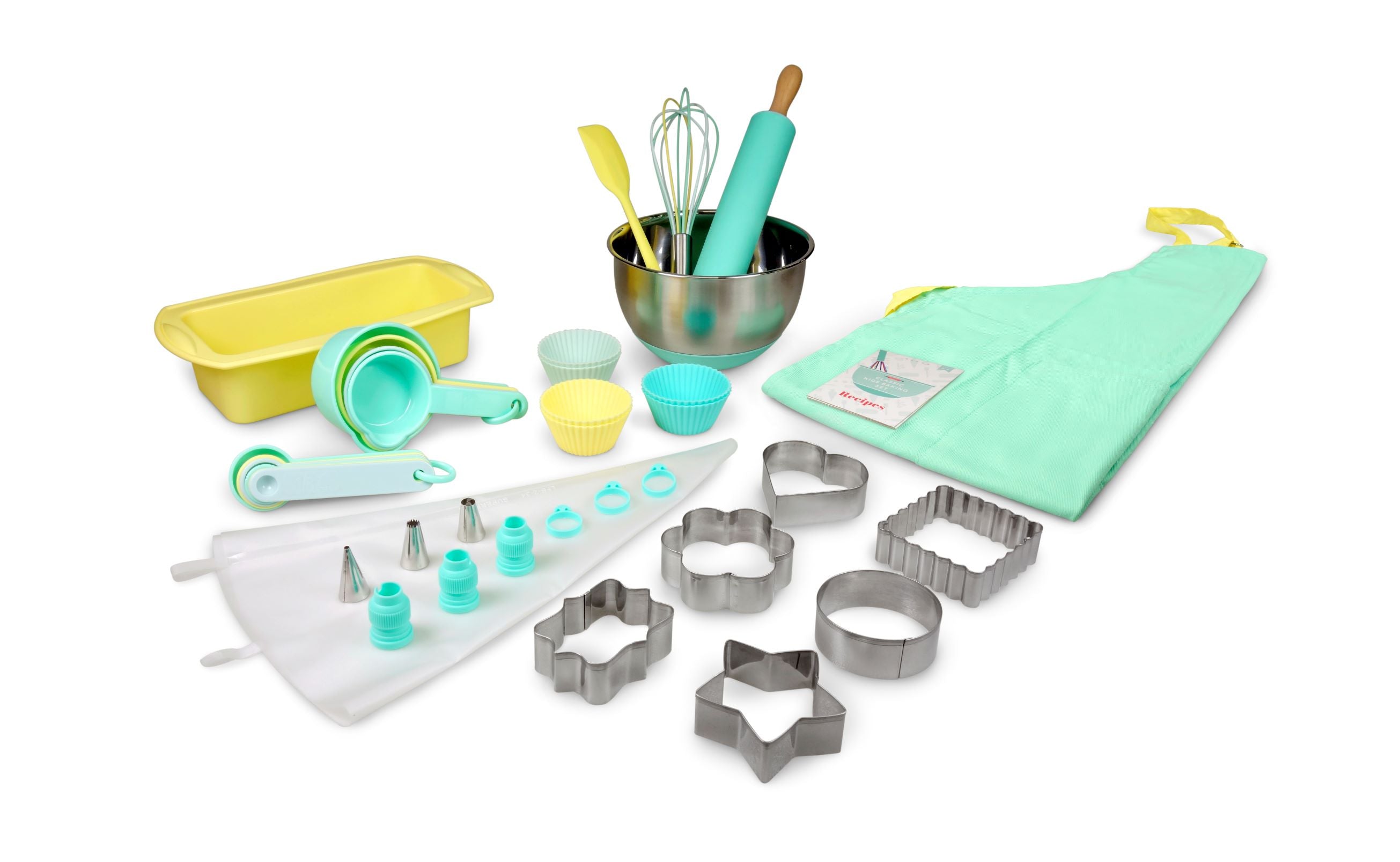 Out of box image of Classic Kids Baking Set with contents laid out