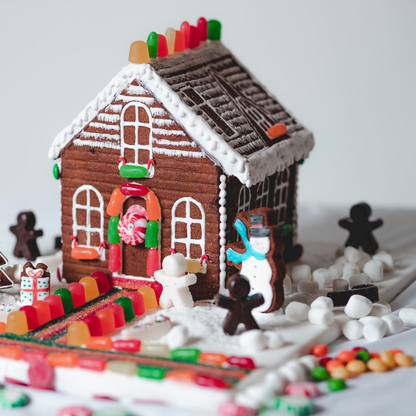 Lifestyle image of fully decorated Gingerbread house 