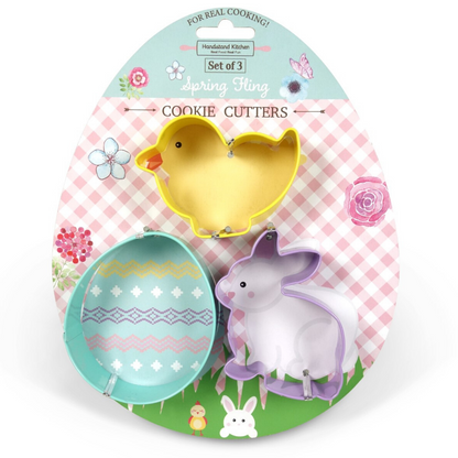 Kids 3 Pack Cookie Cutter Set Spring Fling Easter Birdie and Bunny