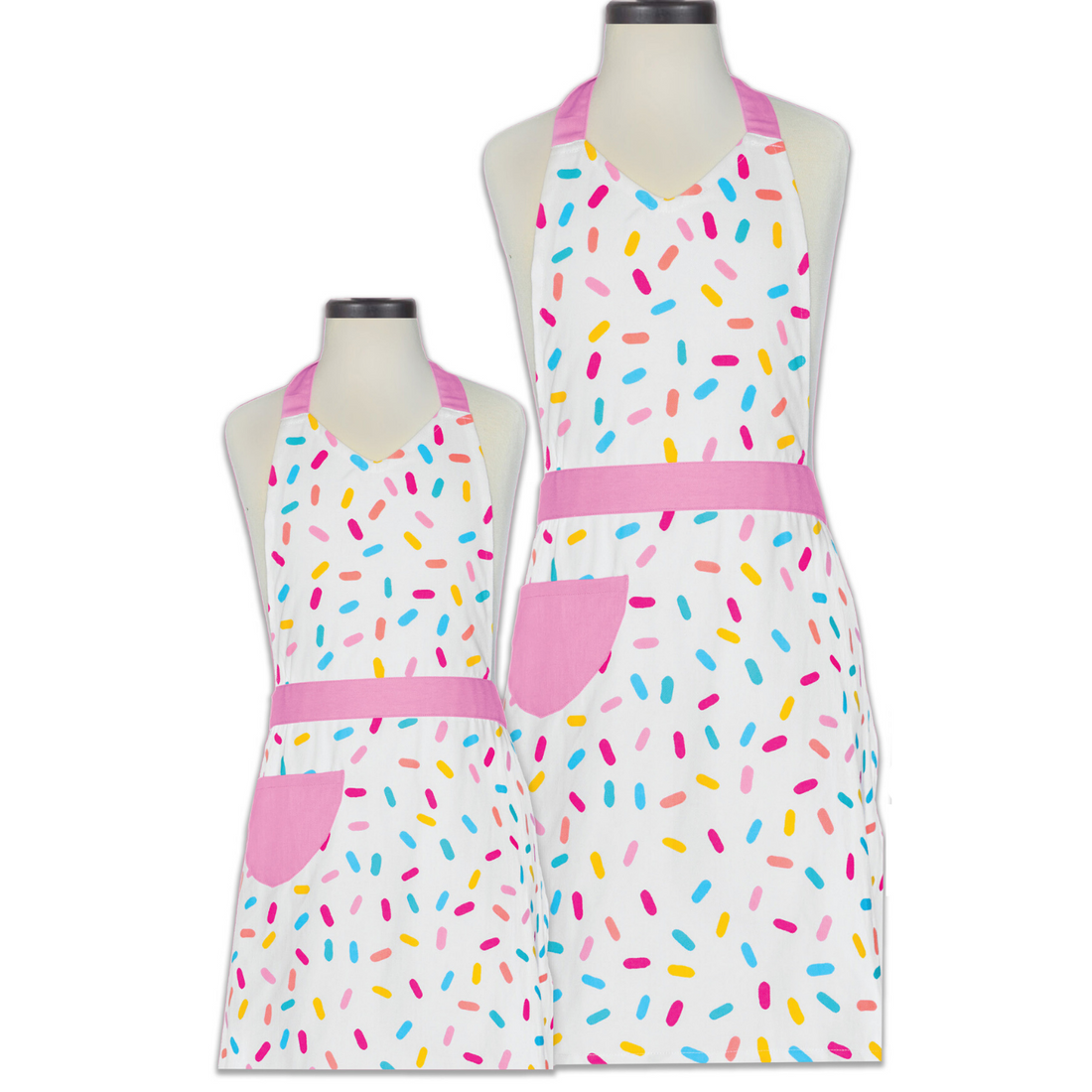 Sprinkle Cake Printed Adult and Child Matching Apron Set