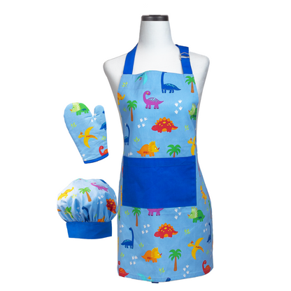 Out of box image of Dinosaur Kids Apron Oven Mitt and Chef&
