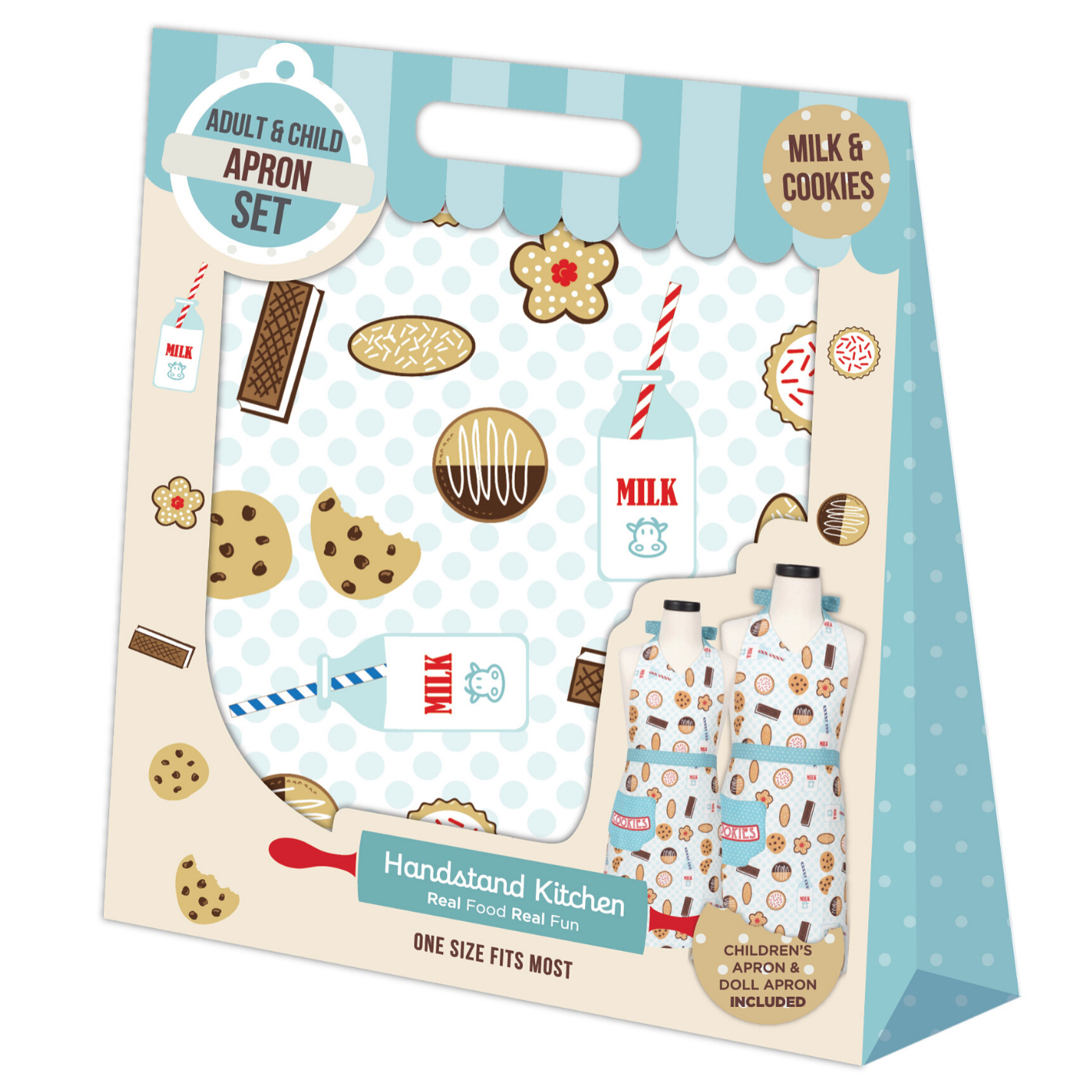 In box image of Milk &amp; Cookies Adult &amp; Youth Apron Boxed Set