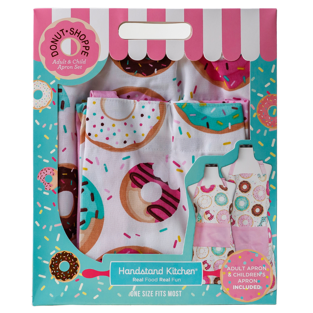 In box image of Donut Shoppe Adult and Youth Apron Boxed Set