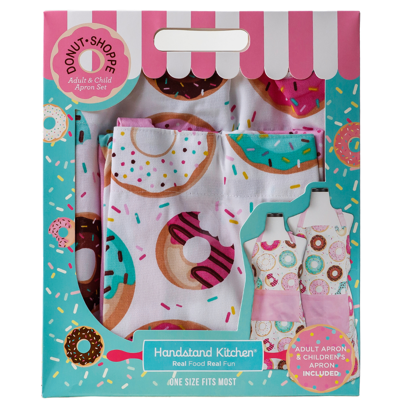 In box image of Donut Shoppe Adult and Youth Apron Boxed Set