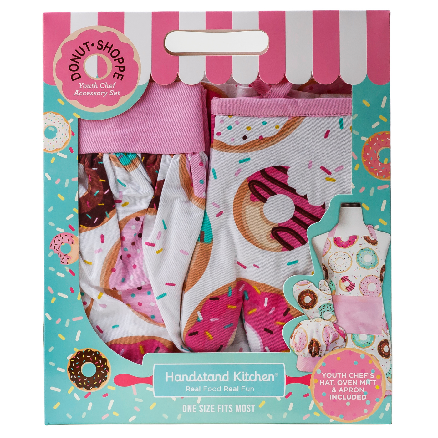In box image of Donut Shoppe Deluxe Youth Apron Boxed Set