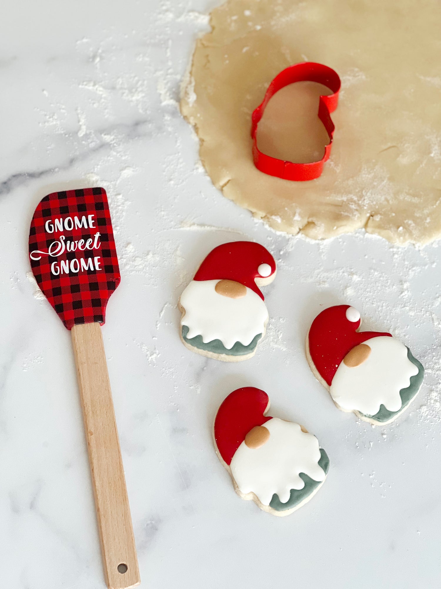 Lifestyle image of Winter Wonderland Gnome Cookie Cutter Set with Spatula