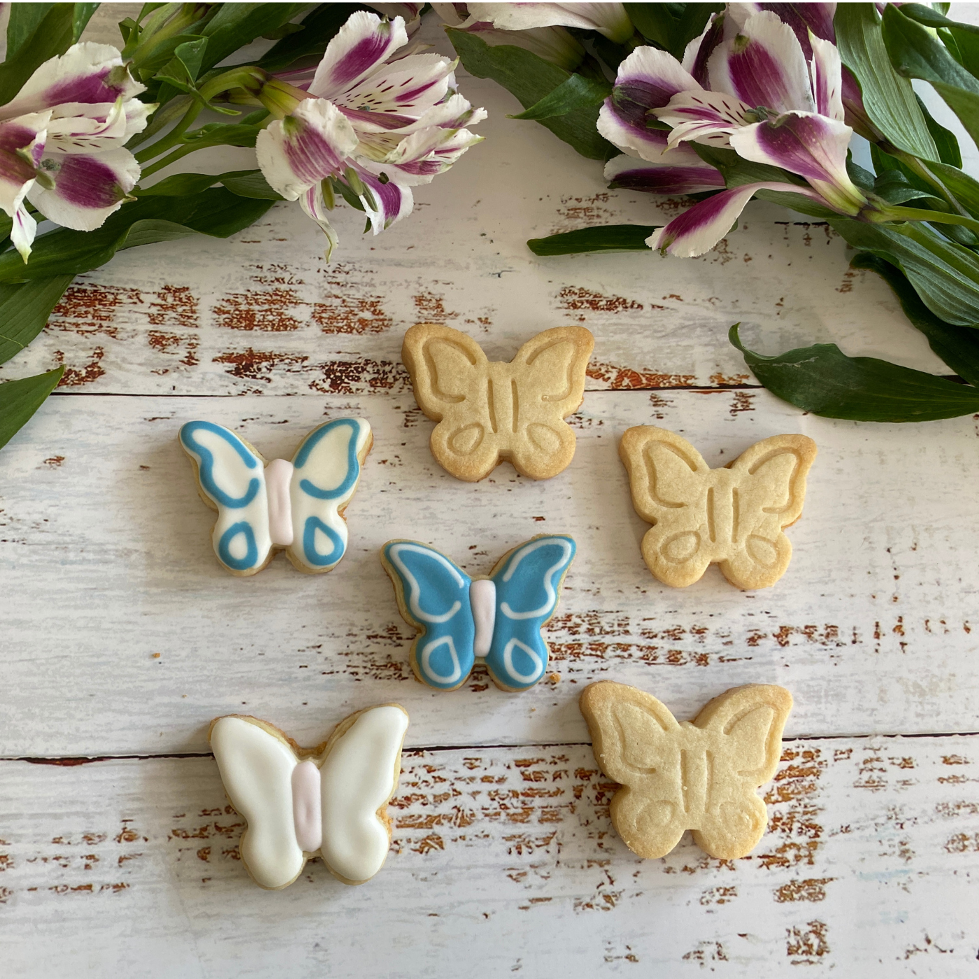 Lifestyle image of cut out butterfly cookies 