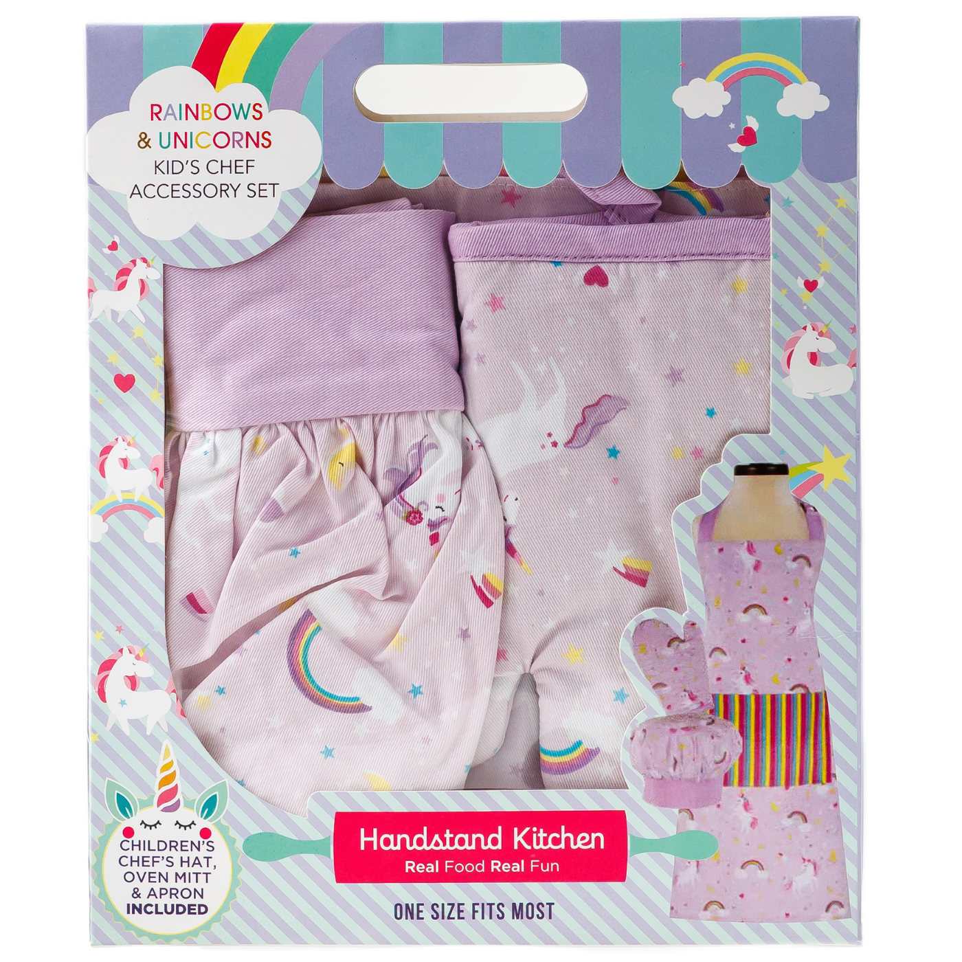 In box image of Rainbows &amp; Unicorns Deluxe Youth Apron Boxed Set