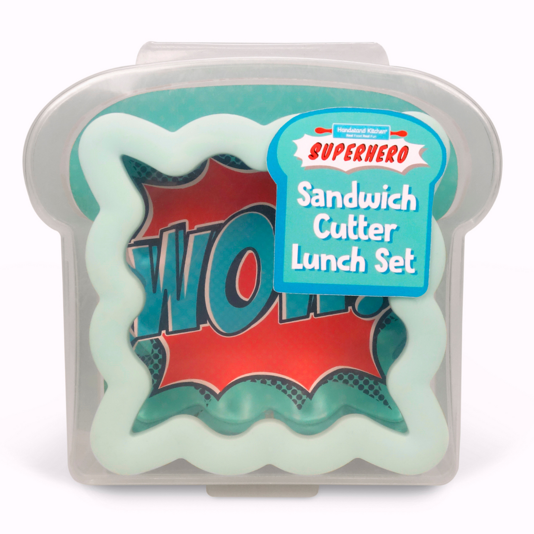 In box image of SUPERHERO Sandwich Cutter Lunch Set